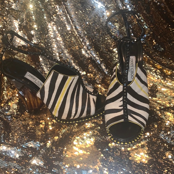 Jimmy Choo Shoes - Jimmy Choo calf hair studded wooden heels 40 1/2